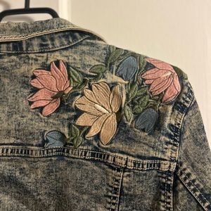 Acid Wash Denim Jacket with Florals!!